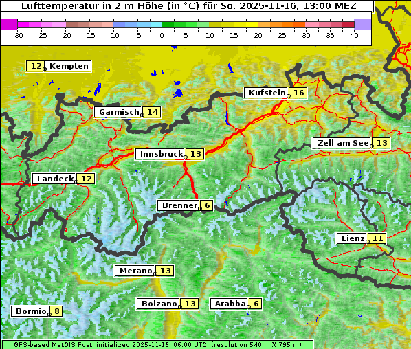 Temperatur, 16. 11. 2025