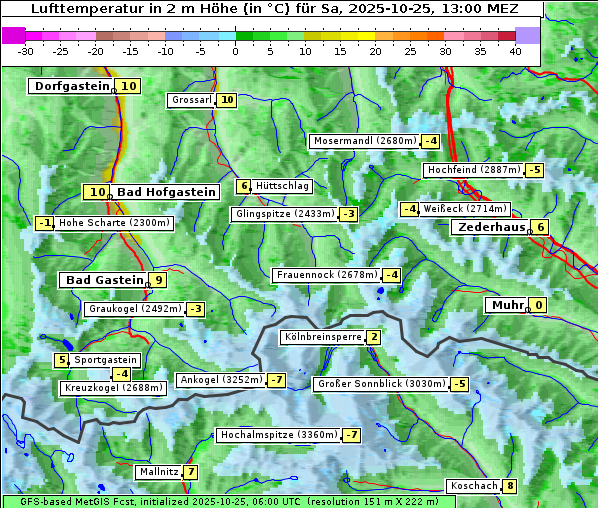 Temperatur, 25. 10. 2025