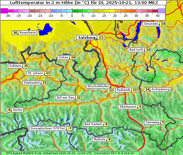 Temperatur, 21. 10. 2025