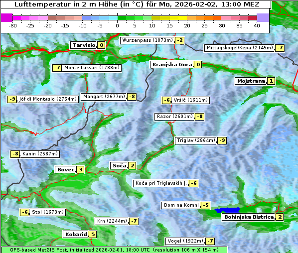 Temperatur, 2. 2. 2026
