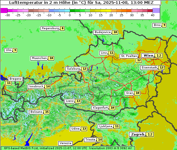 Temperatur, 8. 11. 2025