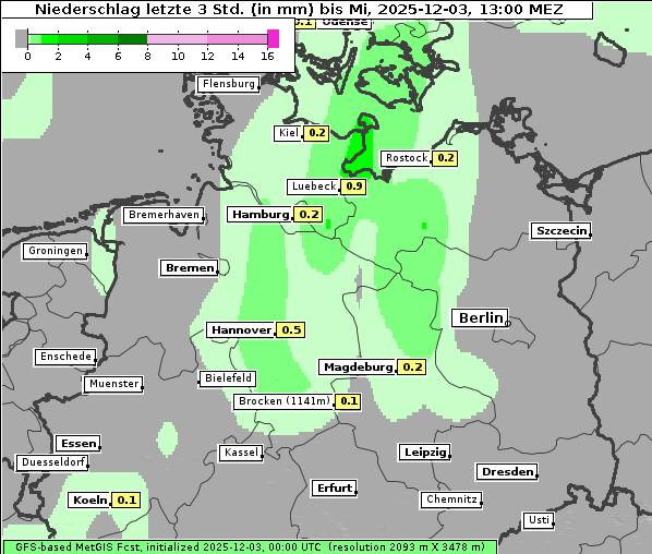 Niederschlag, 3. 12. 2025