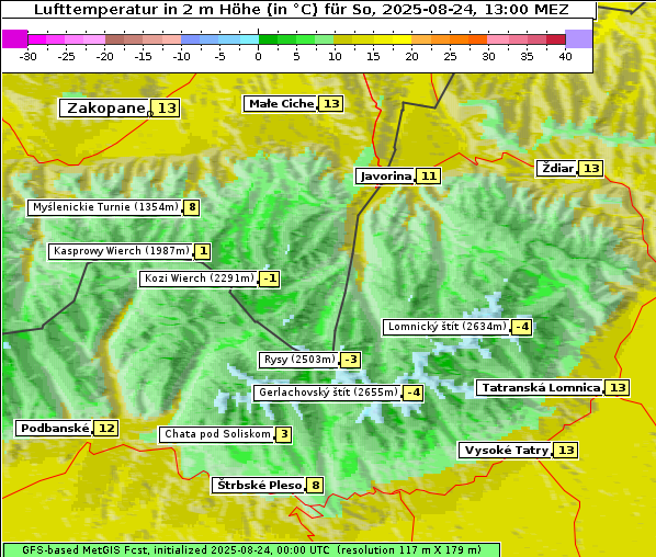 Temperatur, 24. 8. 2025