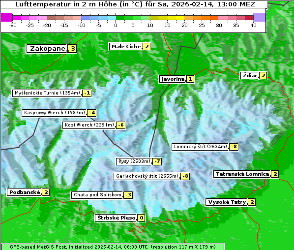 Temperatur, 14. 2. 2026