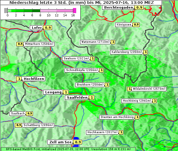 Niederschlag, 16. 7. 2025