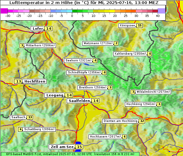 Temperatur, 16. 7. 2025