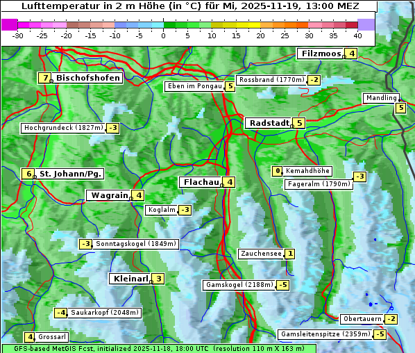 Temperatur, 19. 11. 2025