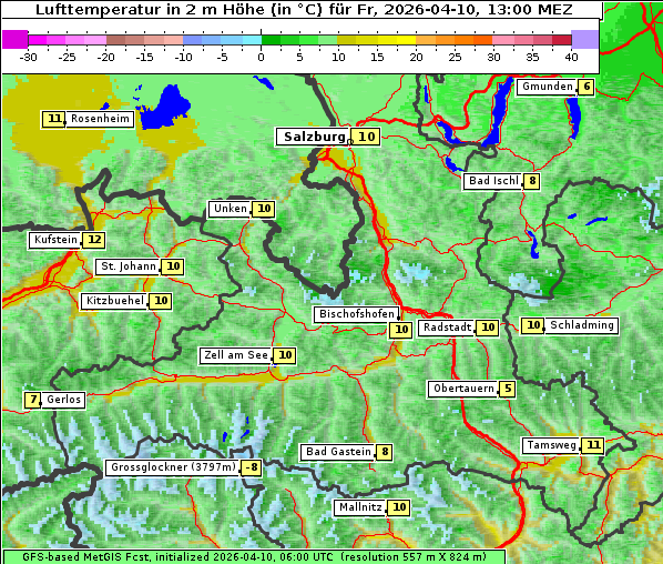 Temperatur, 10. 4. 2026