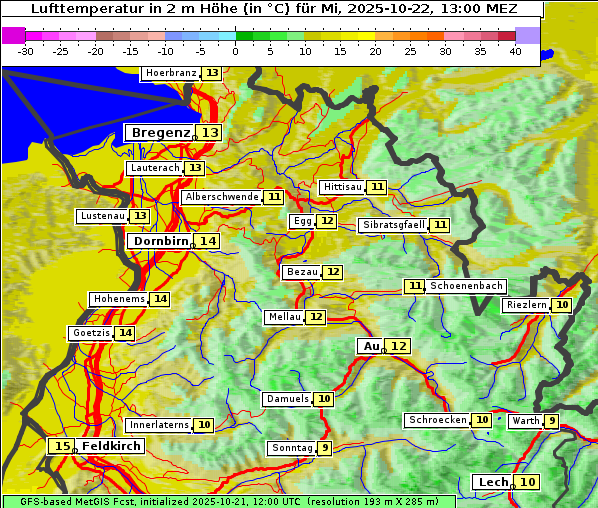 Temperatur, 22. 10. 2025