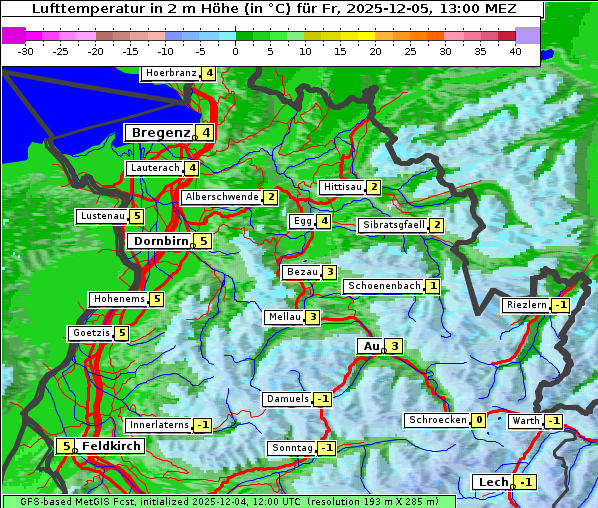 Temperatur, 5. 12. 2025