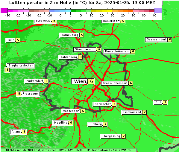 Temperatur, 25. 1. 2025