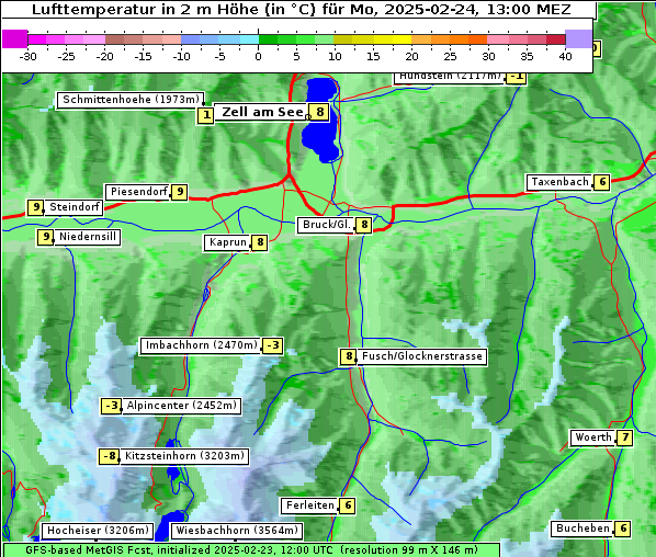 Temperatur, 24. 2. 2025