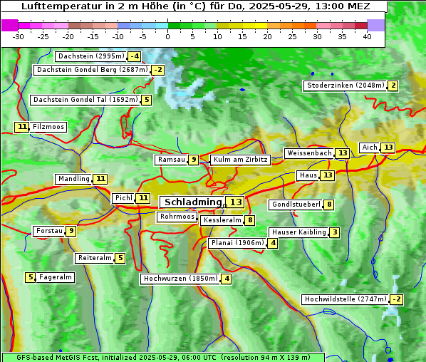 Temperatur, 29. 5. 2025