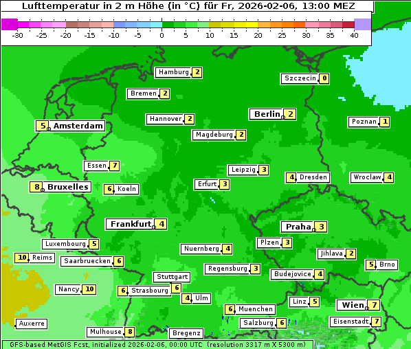 Temperatur, 6. 2. 2026