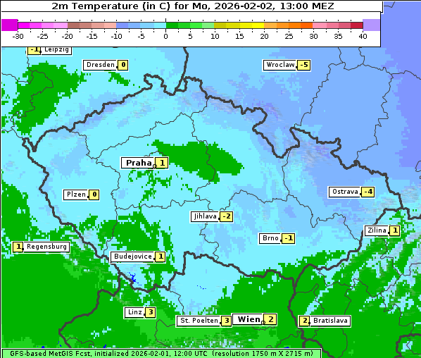 Temperatur, 2. 2. 2026