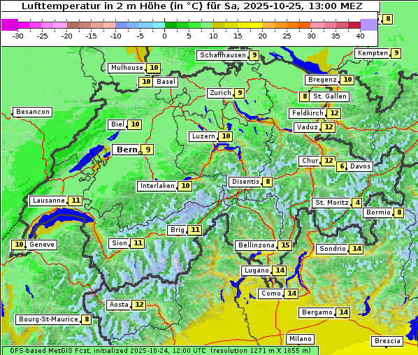 Temperatur, 25. 10. 2025