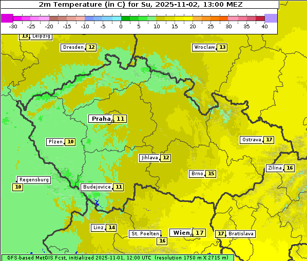 Temperatur, 2. 11. 2025