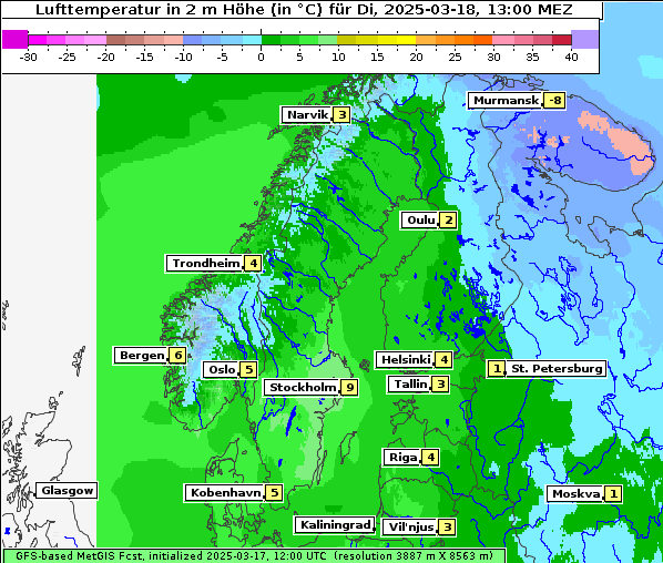 Temperatur, 18. 3. 2025