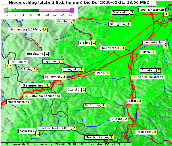 Niederschlag, 21. 8. 2025