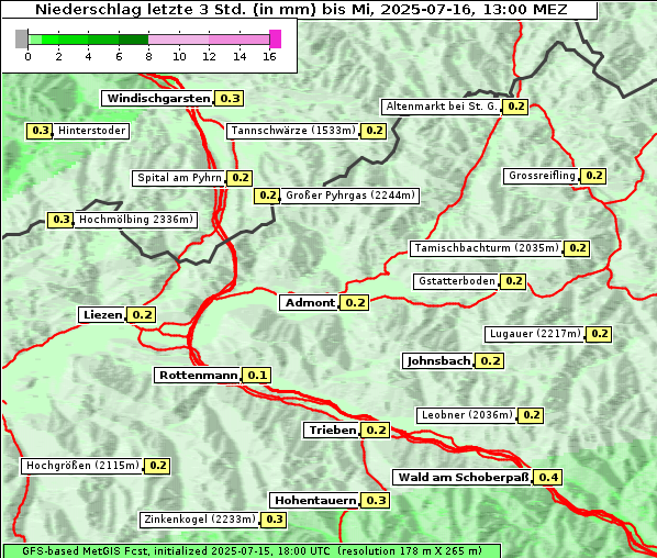 Niederschlag, 16. 7. 2025