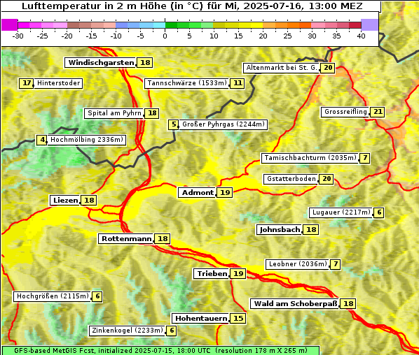 Temperatur, 16. 7. 2025