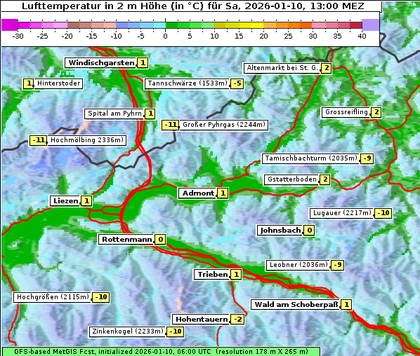Temperatur, 10. 1. 2026