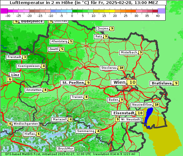 Temperatur, 28. 2. 2025