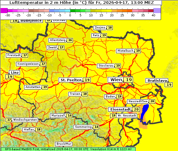 Temperatur, 17. 4. 2026