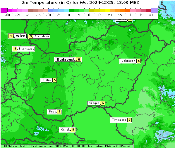 Temperatur, 25. 12. 2024