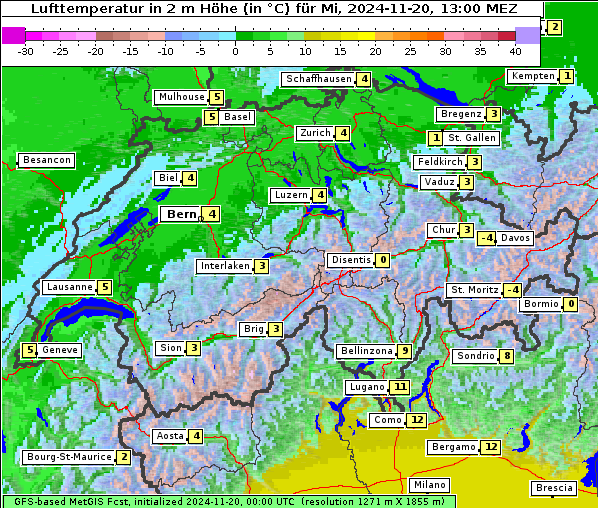 Temperatur, 20. 11. 2024