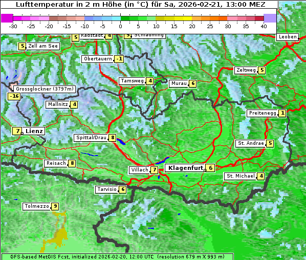 Temperatur, 21. 2. 2026