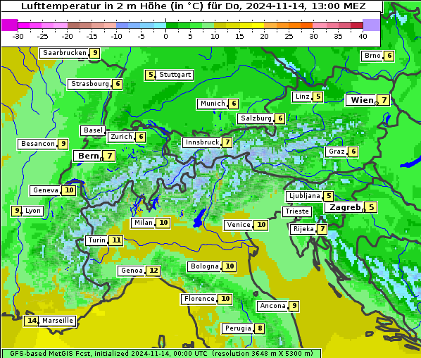 Temperatur, 14. 11. 2024