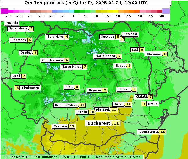 Temperatur, 24. 1. 2025