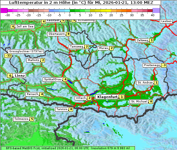Temperatur, 21. 1. 2026