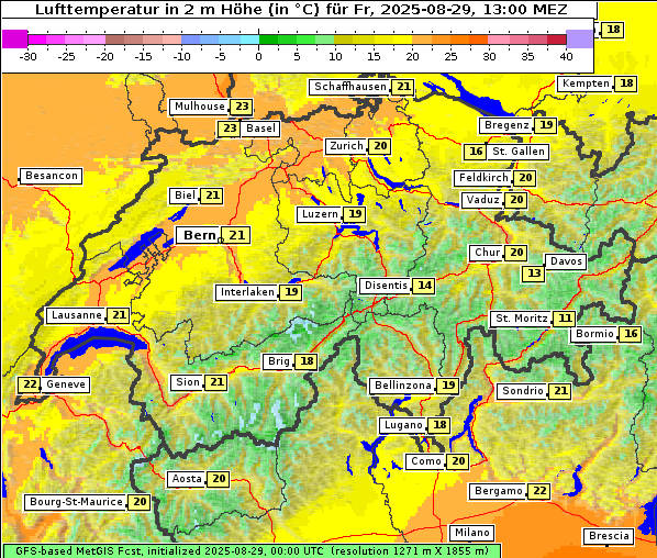 Temperatur, 29. 8. 2025