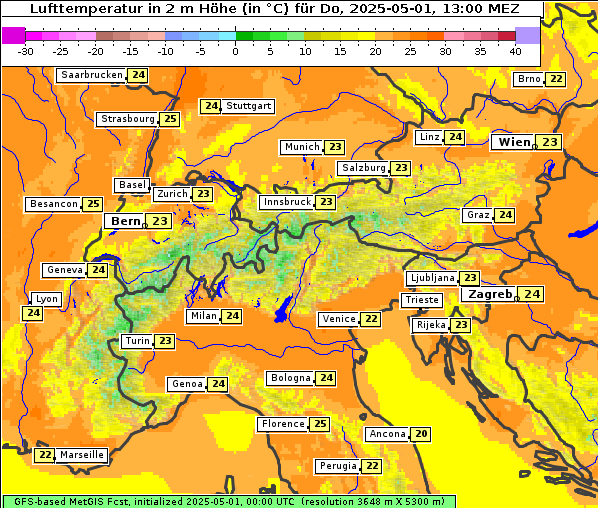 Temperatur, 1. 5. 2025