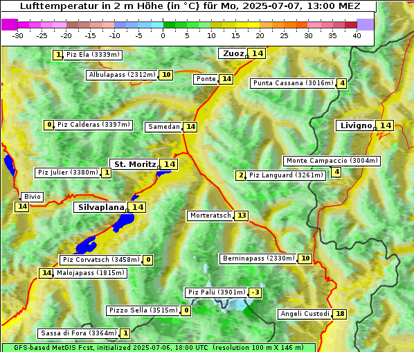 Temperatur, 7. 7. 2025