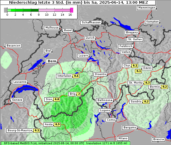 Niederschlag, 14. 6. 2025