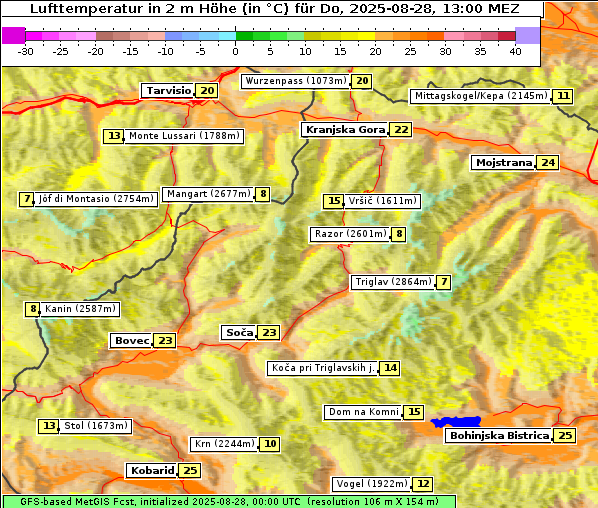 Temperatur, 28. 8. 2025