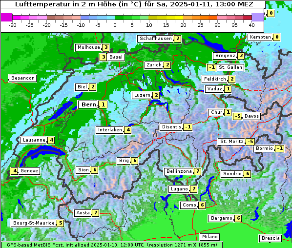 Temperatur, 11. 1. 2025