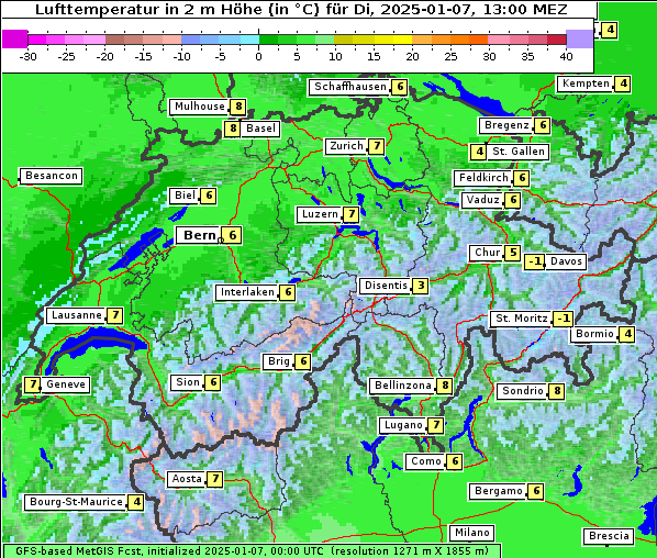 Temperatur, 7. 1. 2025