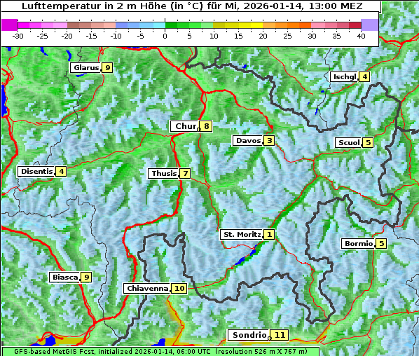Temperatur, 14. 1. 2026