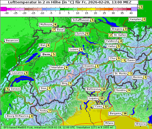Temperatur, 20. 2. 2026