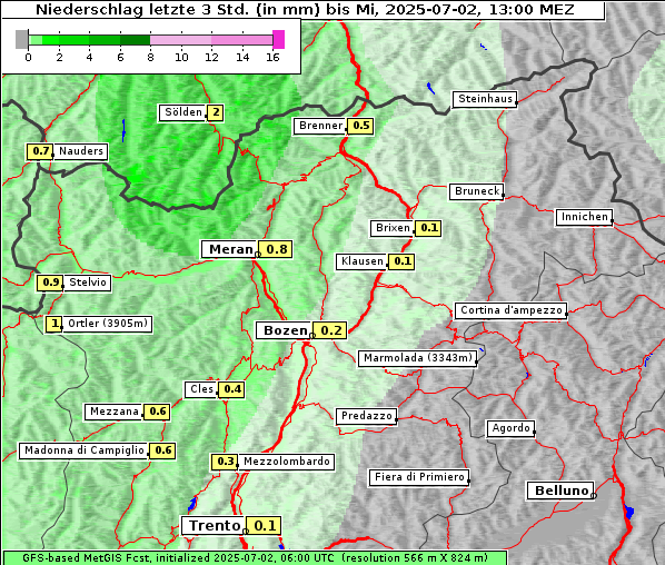 Niederschlag, 2. 7. 2025