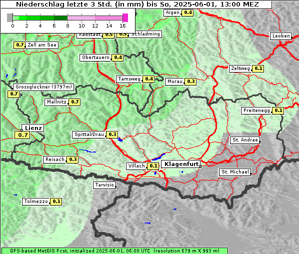 Niederschlag, 1. 6. 2025