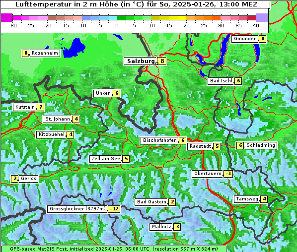 Temperatur, 26. 1. 2025