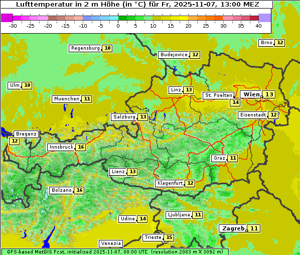 Temperatur, 7. 11. 2025