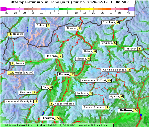 Temperatur, 19. 2. 2026