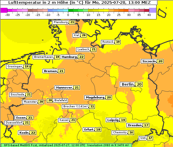 Temperatur, 28. 7. 2025