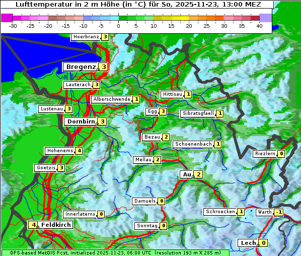 Temperatur, 23. 11. 2025
